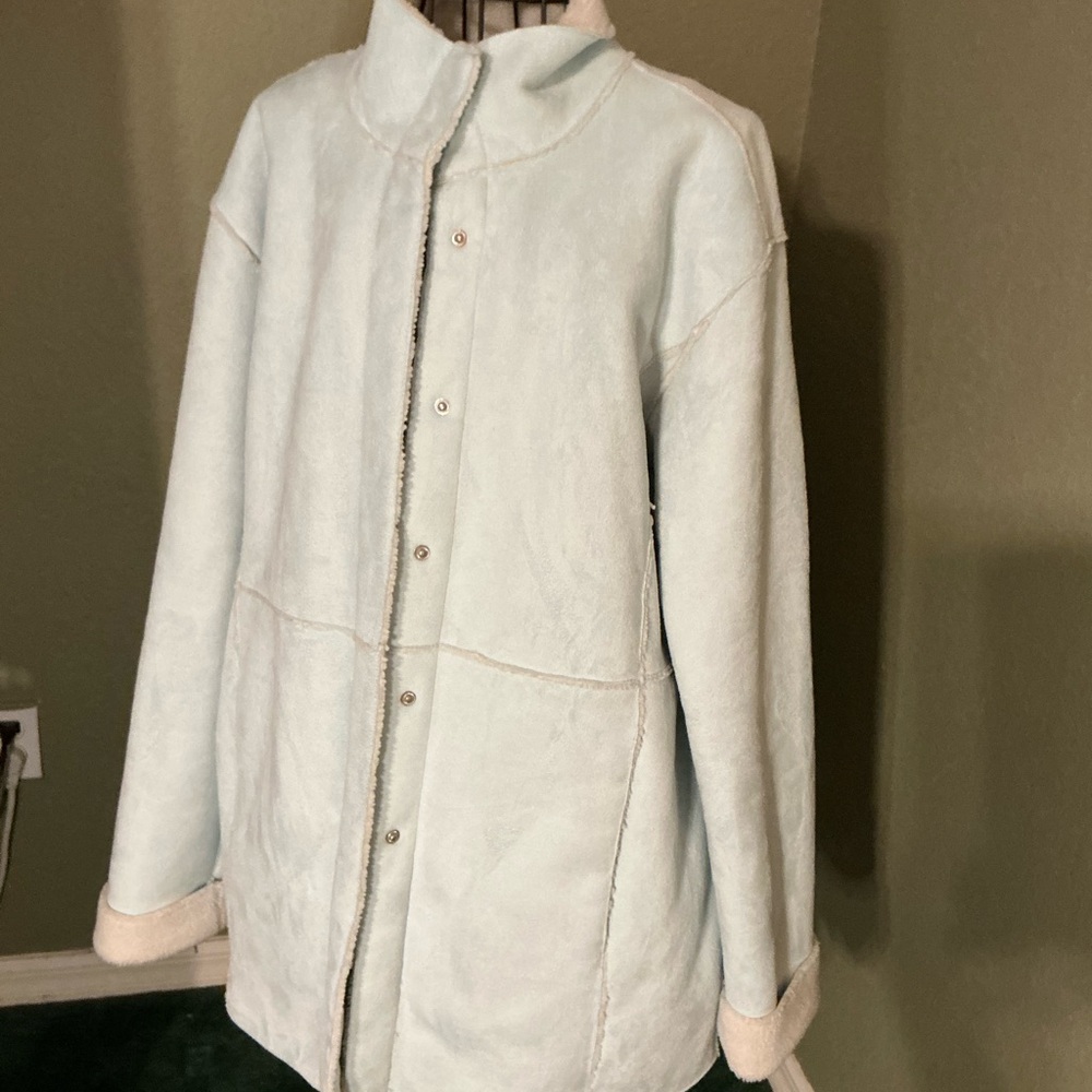 Coldwater Creek Light Blue Teddy/Sherpa-Lined Jacket